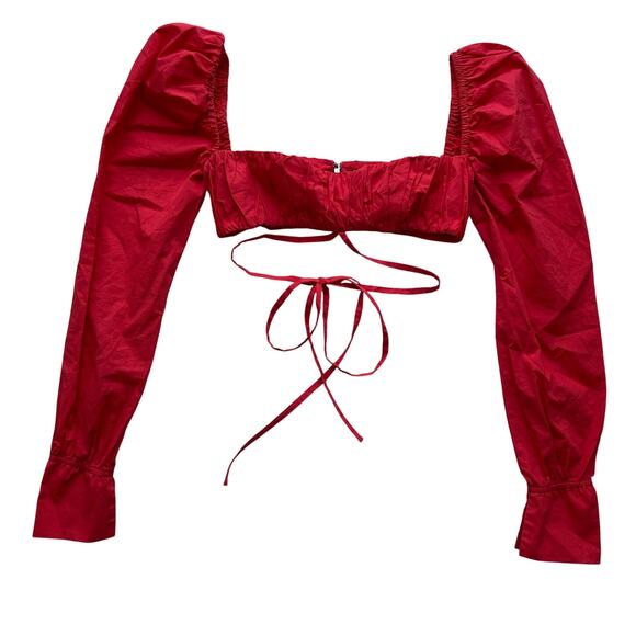 White Fox Red Opposite Sides Crop Top Size Small - Picture 2 of 9